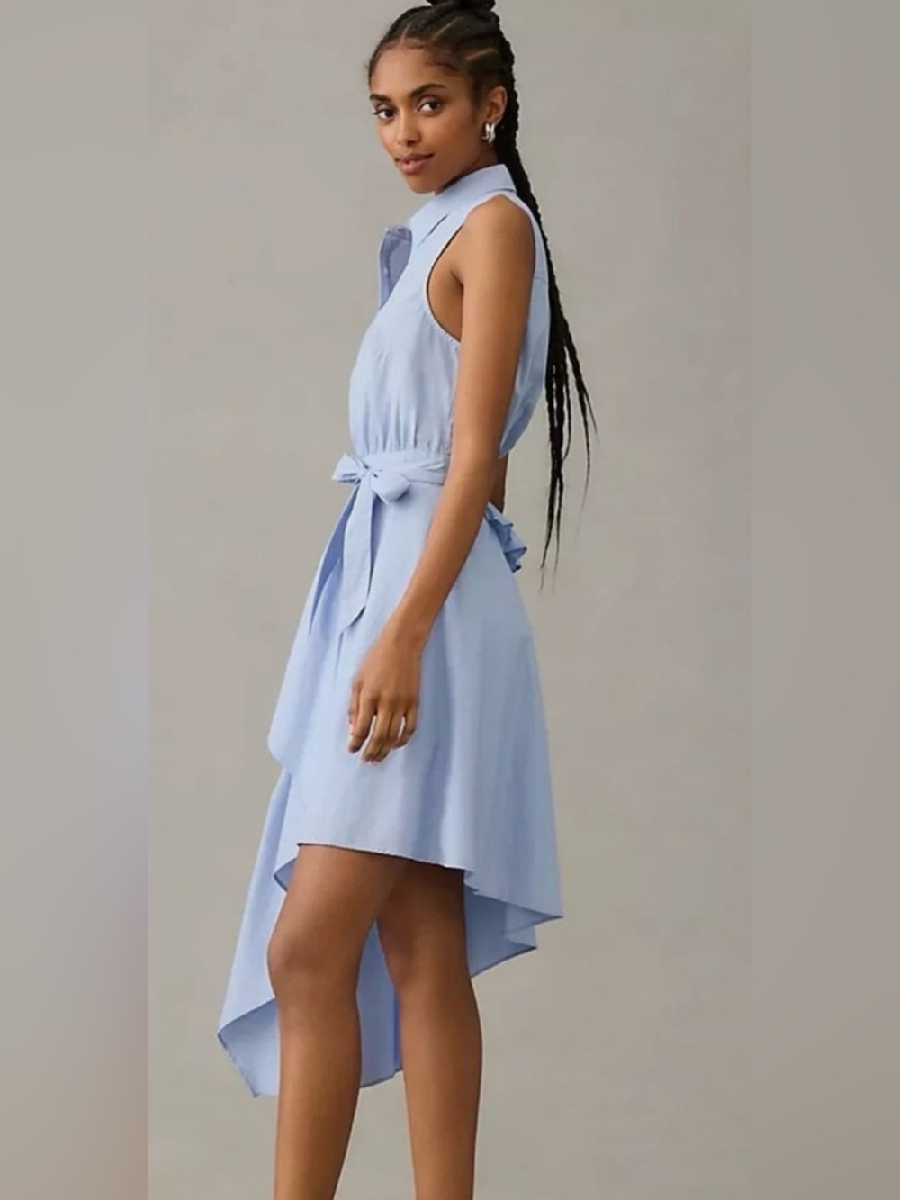 Anthropologie Maeve Asymmetrical Sleeveless Shirt Dress Size 8 - Picture 2 of 9